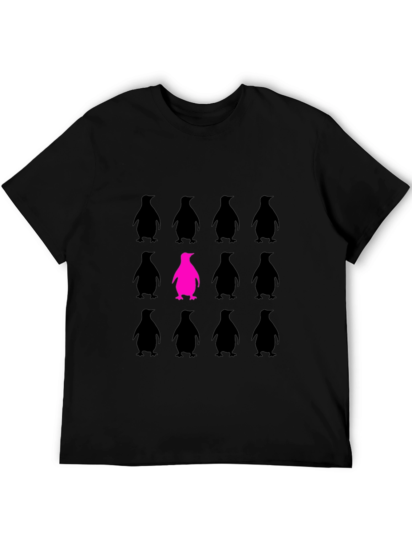 Be Unique Penguin Graphic Tee - Black