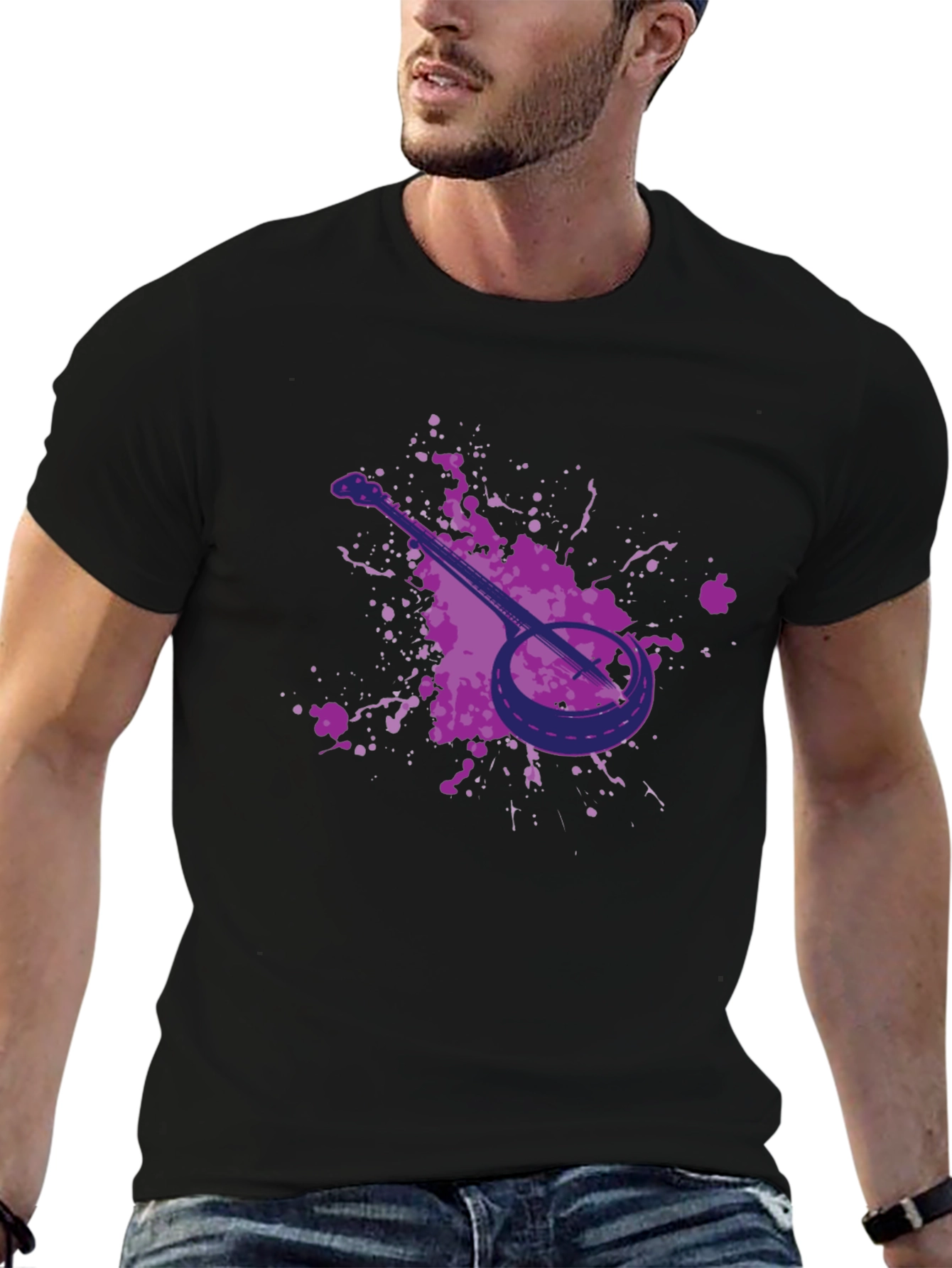 Banjo Graphic Tee - Black Cotton T-Shirt