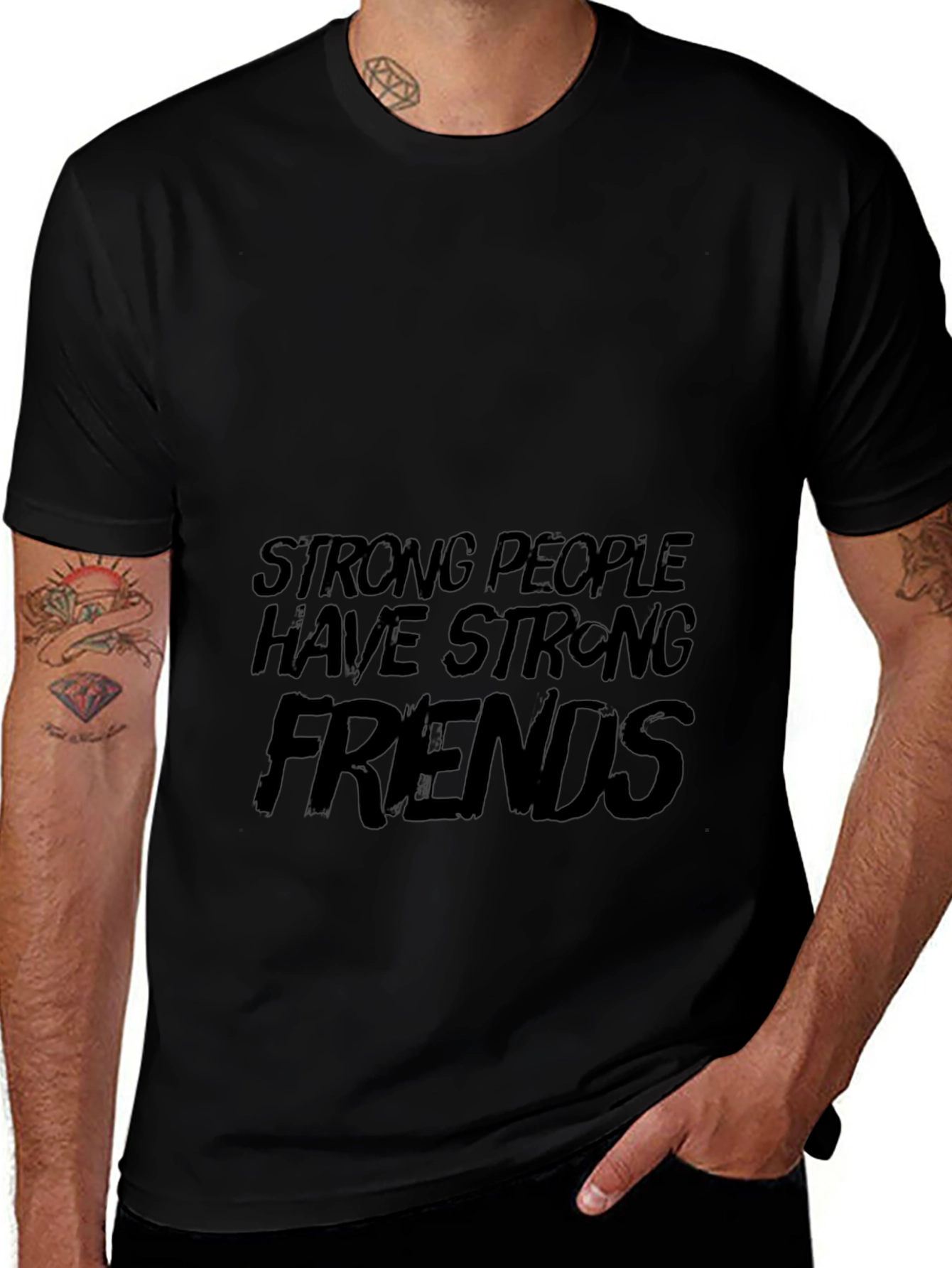 Strong People Friends Black Graphic Tee