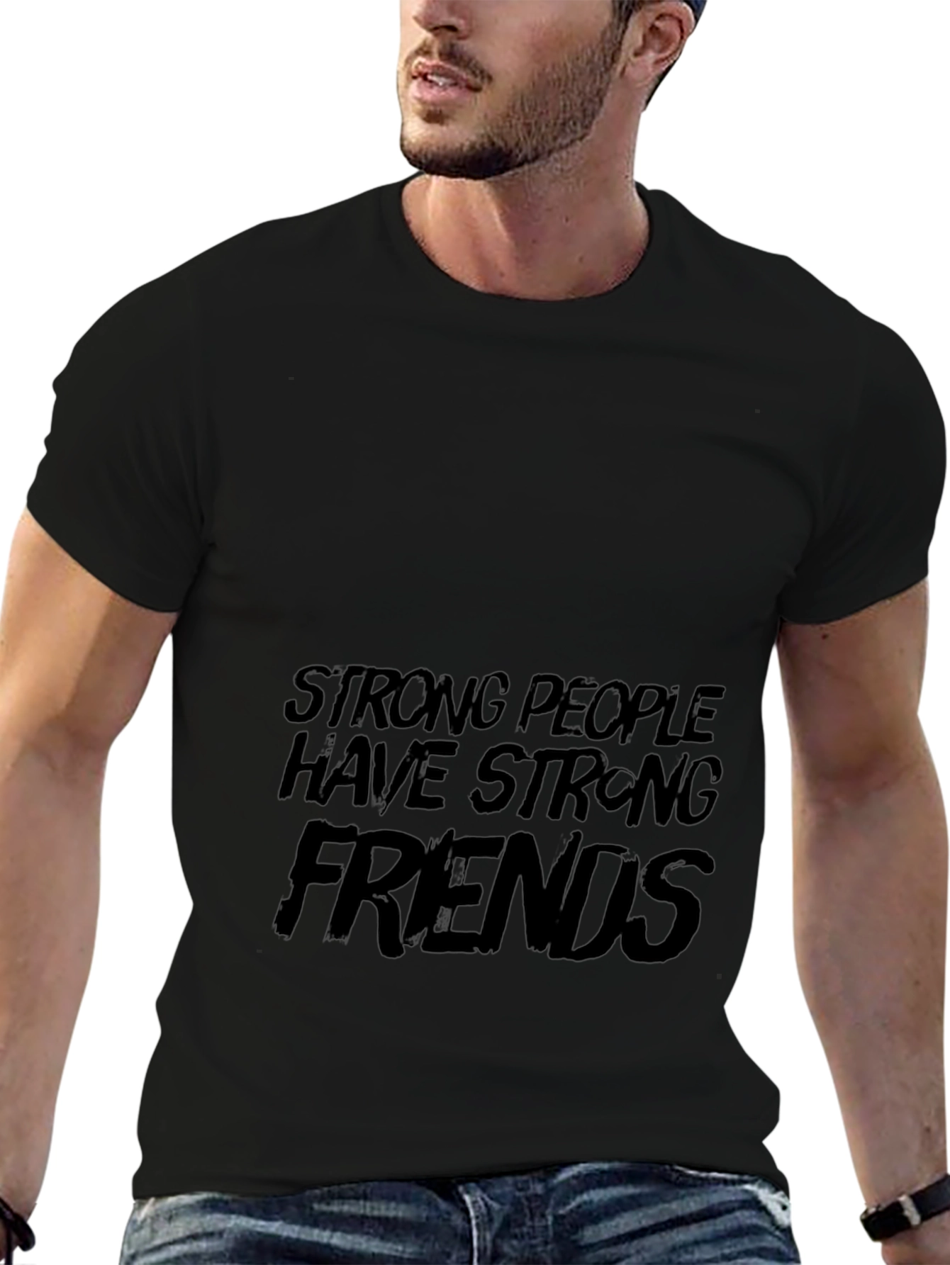 Strong People Friends Black Graphic Tee