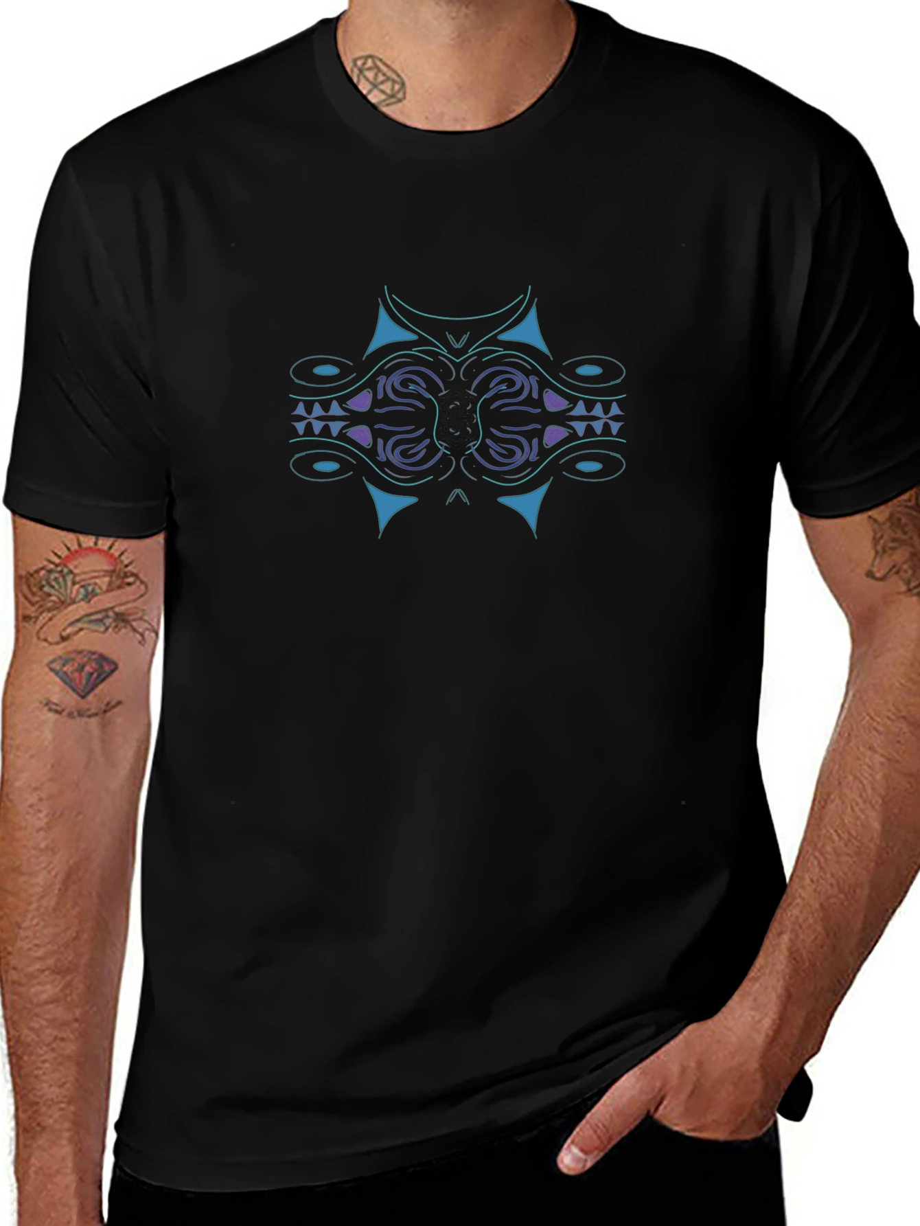 Tribal Design Black T-Shirt