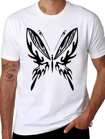 Tribal Butterfly Graphic Black T-Shirt