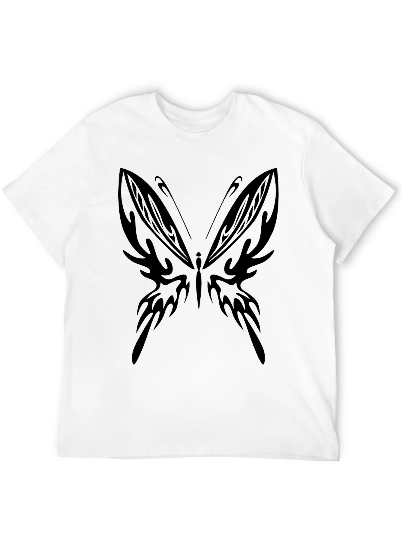 Tribal Butterfly Graphic Black T-Shirt