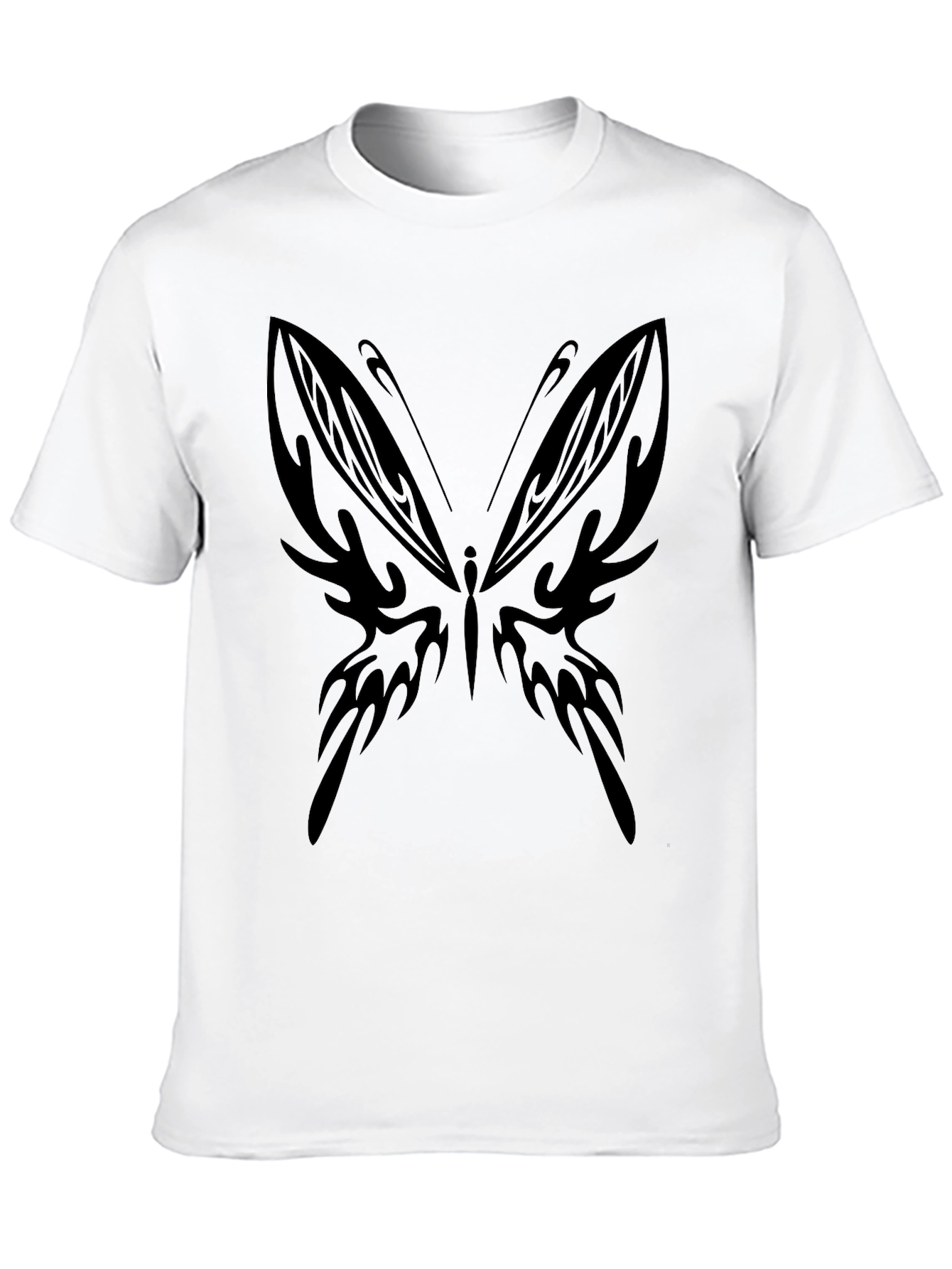 Tribal Butterfly Graphic Black T-Shirt