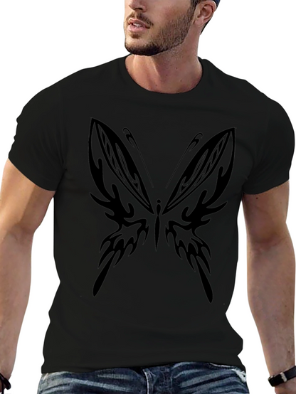 Tribal Butterfly Graphic Black T-Shirt