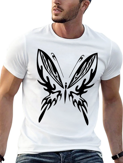 Tribal Butterfly Graphic Black T-Shirt