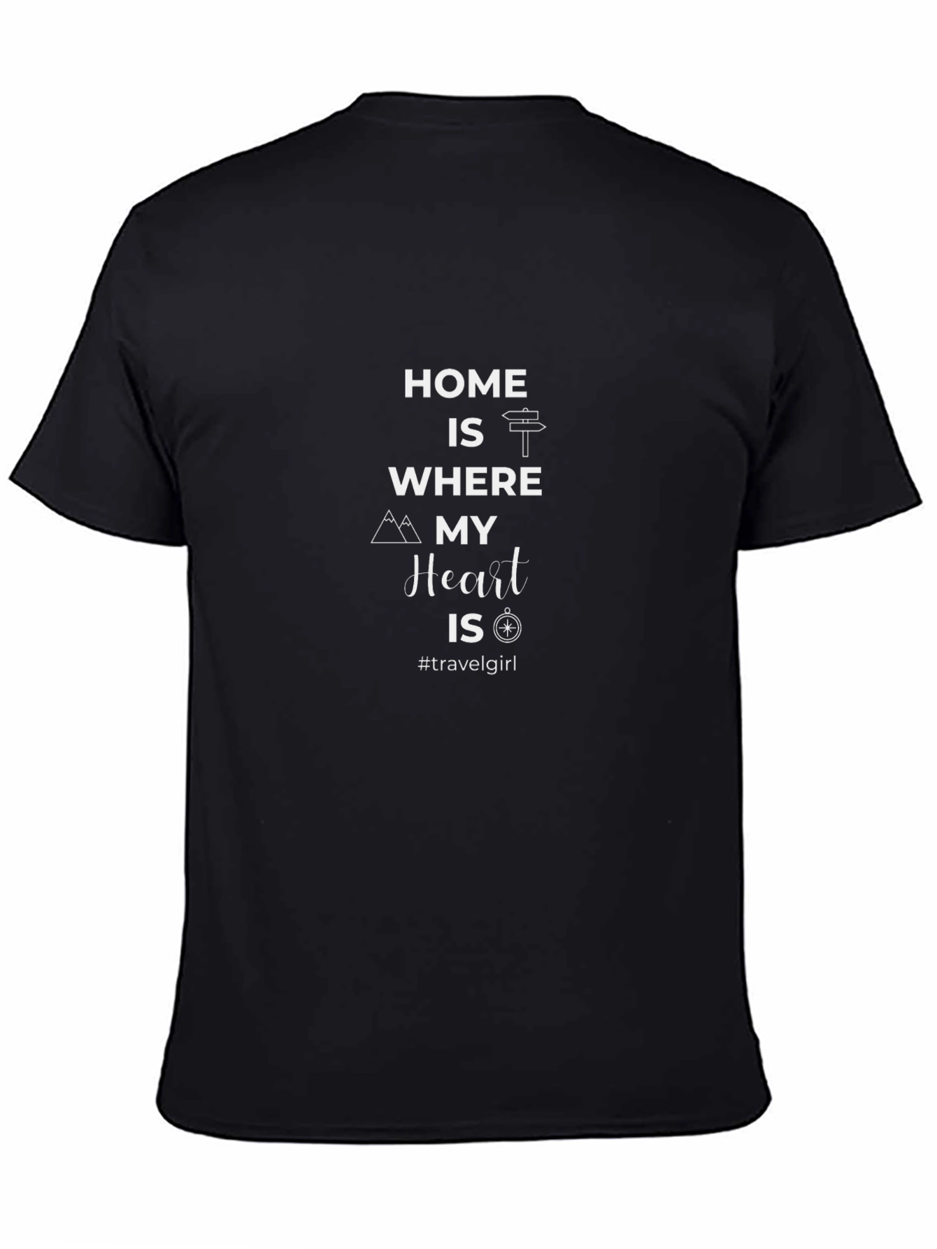 Travel Girl Black Cotton T-Shirt