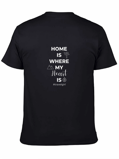 Travel Girl Black Cotton T-Shirt