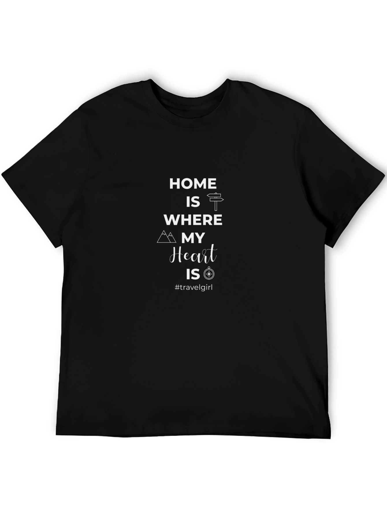 Travel Girl Black Cotton T-Shirt