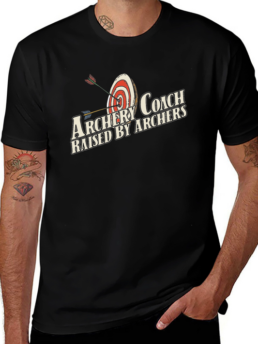 Archery Coach T-Shirt - Raised by Archers - Black Cotton Tee