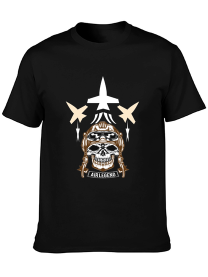 Air Legend Pilot Skull Graphic T-Shirt - Black