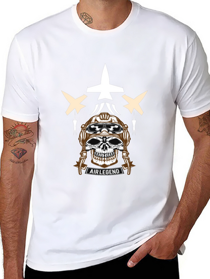 Air Legend Pilot Skull Graphic T-Shirt - Black