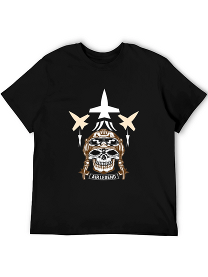Air Legend Pilot Skull Graphic T-Shirt - Black