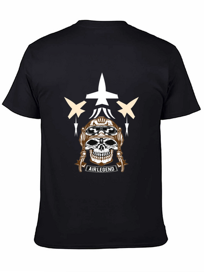 Air Legend Pilot Skull Graphic T-Shirt - Black
